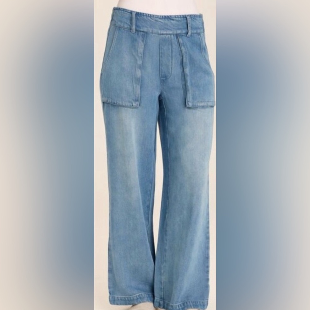 YFB Young Fabulous & Broke Sadie Chambray Wide Leg Soft & Stretchy Denim Pants L